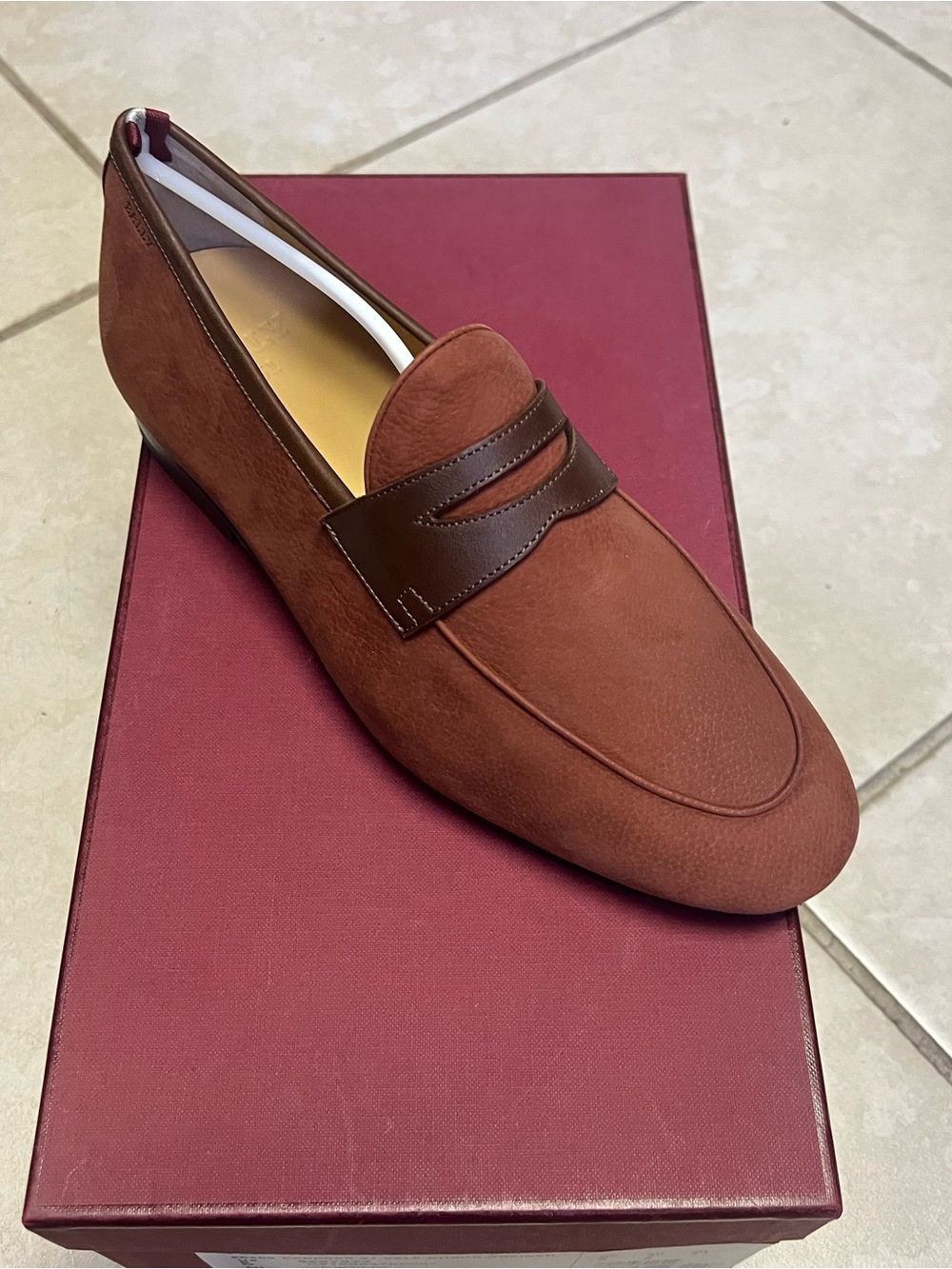Bally Men's Brick Plumy/18 Calf Grained Nubuck Loafer  Moccasins  Shoes Sz US 7